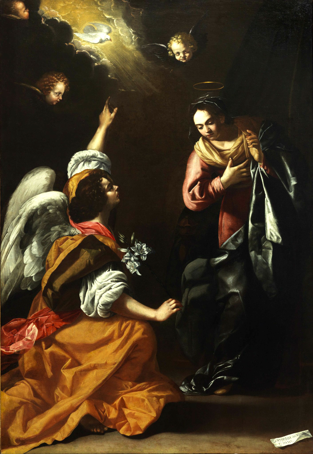 Annunciation in Detail Artemisia Gentileschi